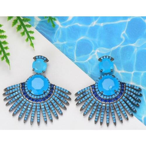 LARRAURI Trendy Design Noble Symbol Waterdrop Pendant Earrings for Ladies Bohemia Women Statement Drop Earring Female Party