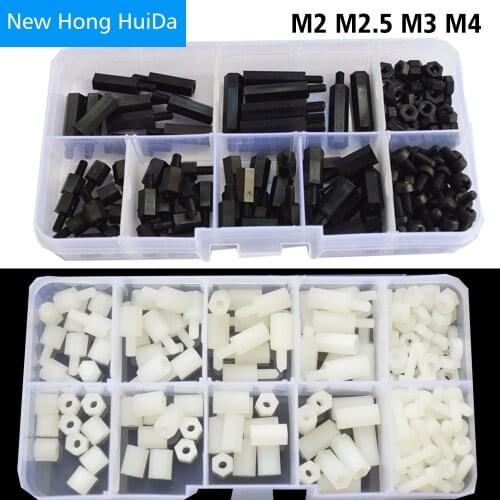M2 M2.5 M3 M4 White Black Male Female Nylon Hex Standoff Plastic Thread PCB Motherboard Spacer Assortment Kit Circuit Board