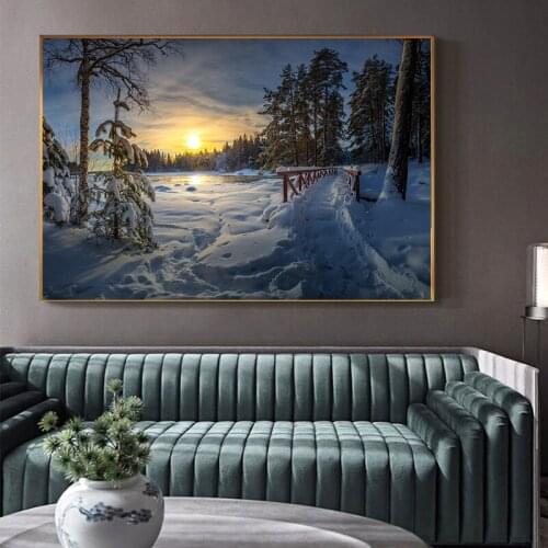Wall Decoration Ice Lake Sailing Boat Canvas Painting Oil Art Picture for Home Decor No Frame