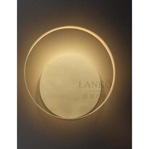 Nordic simple personality eclipse full copper wall lamp post modern American brass bedroom living room wall decorative wall lamp