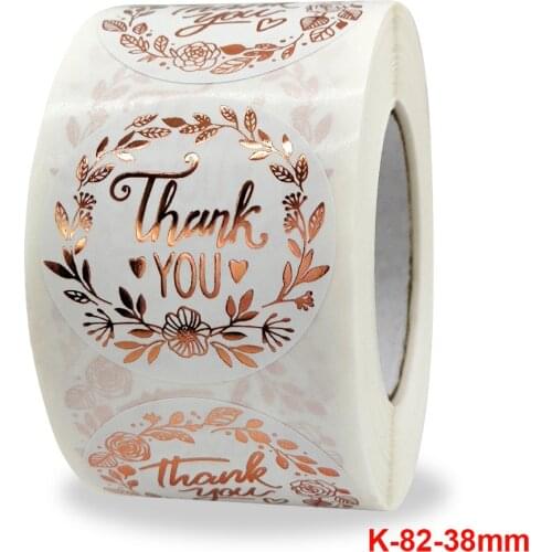 New package thank you flower hot rose gold sticker business gift wedding decoration sticker