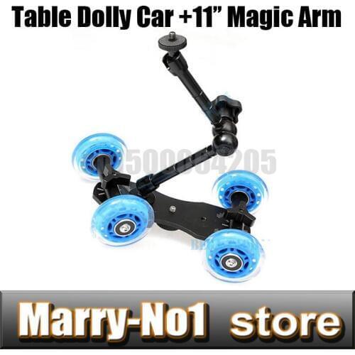 New Mini Desktop Camera Rail Car Table Dolly Car +7"Inch Articulating Magic Arm For canon 5D2 60D 7D 550D 5D3 60D 1DX 350D 450D