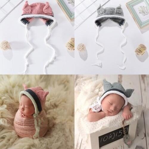 Newborn Photography Posing Props Gift Cute Crochet Knitted Hat Baby Infants Beanies Cap Photo Shooting Accessories 69HE