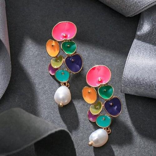 New Desgin S925 Needle Earrings Flower Jewelry Color Plant Drop Earrings Fashion Ladies Freshwater Pearl Earring 2021 Wholesale
