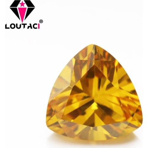 LOUTACI Wholesale Support Customized High-end Jewelry Golden Yellow Color Trillion Shape Cubic Zirconia Small Size 3x3-6x6mm