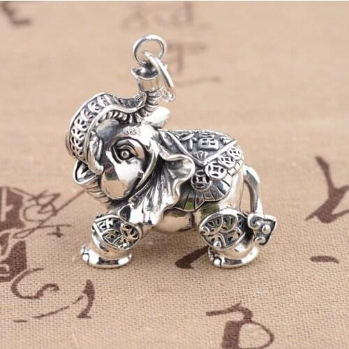 Pendant S925 sterling silver wholesale handmade silver style female double stereo auspicious lucky sweater chain