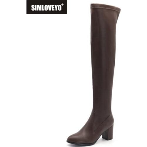 SIMLOVEYO 2021 New Autumn Winter Over the knee boots High heels Thigh High Boots Slim Sexy Ladies Womens winter boots Solid Hot
