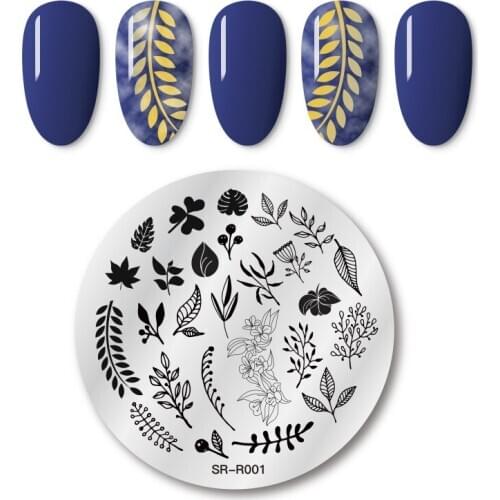 MEET ACROSS Flower Leaves Nail Stamping Plates For Nail Gel Polish Flowers Plants Plate Templates Stainless Steel Stencil Tool