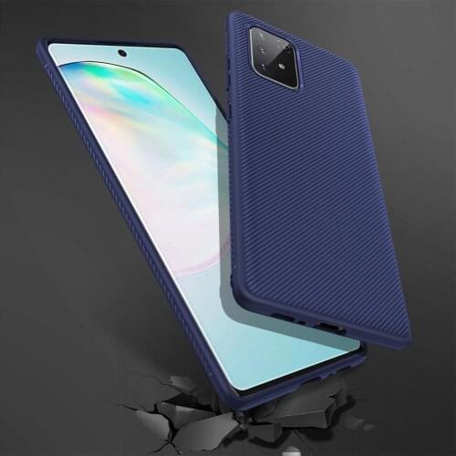 Lenuo for Samsung Galaxy Note 10 Lite A81 Case S10 Lite A91 Cover Shockproof Soft TPU Carbon Fiber Brushed Back Cover