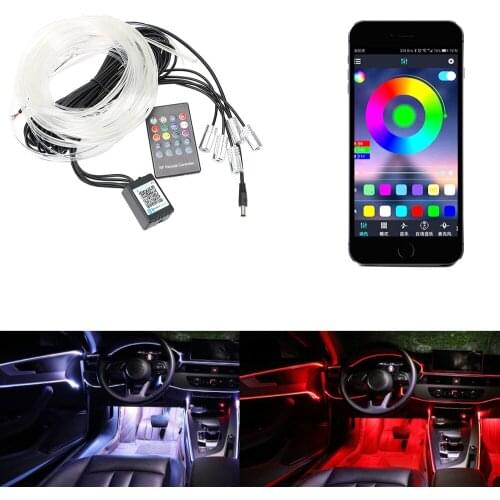 Auto Decorative Light Ambient Lamp Remote Control LED Strip Light RGB Flexible EL Wire Car Atmosphere Lamp Car Interior Light