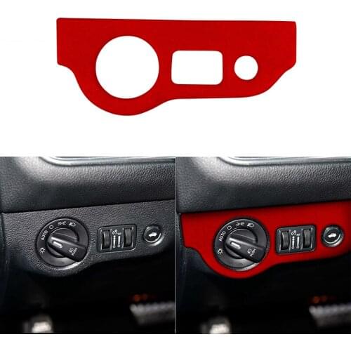 Suede LHD Car Headlight Switch Decorative Frame Cover Trim for Dodge Raider Challenger 2015-2020 Car Interior Accessorie