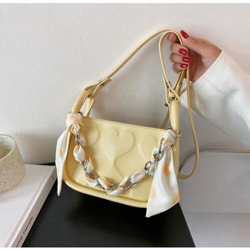 High Sense Female Bag Summer Candy Color 2021 Fashion Trend Heart Embossed Silk Scarf Messenger Bag Small Square Bag