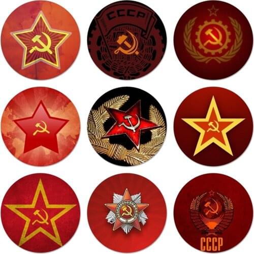 Union USSR Grunge Flag Icons Pins Badge Decoration Brooches Metal Badges For Clothes Backpack Decoration 58mm