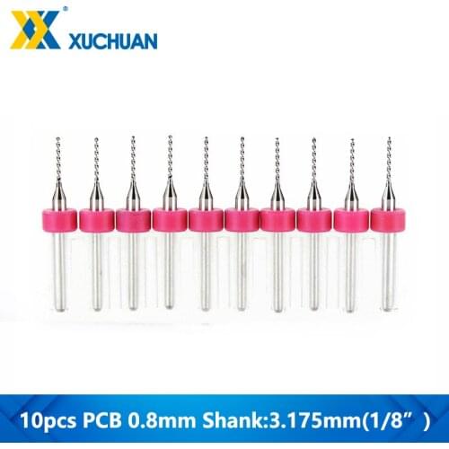 10pcs 0.8mm PCB Drill Bit Carbide Micro Drill Bits for PCB Printed Circuit Board Hole Drilling Cutter Gun Drill