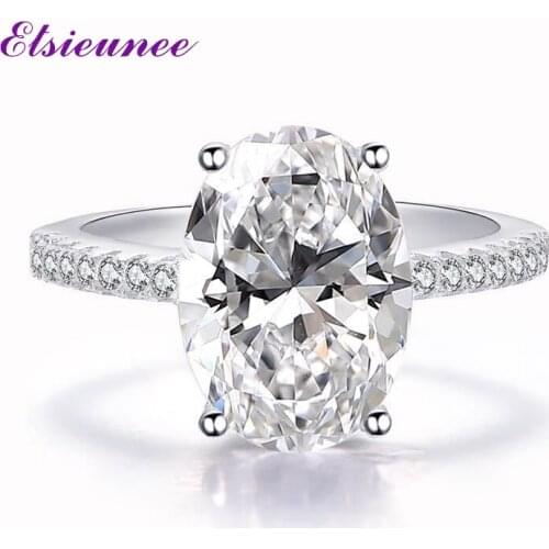 100% Real 925 Sterling Silver 9ct Oval Simulated Moissanite Diamond Wedding Engagement Ring Fine Jewelry Wholesale Drop Shipping