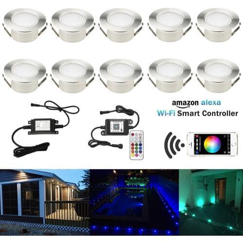10X 61mm Smart WIFI Phone APP Control RGB/RGBW 12V ip67 Kitchen Stair Step LED Deck Rail Lights for Alexa Echo Google Home IFTTT