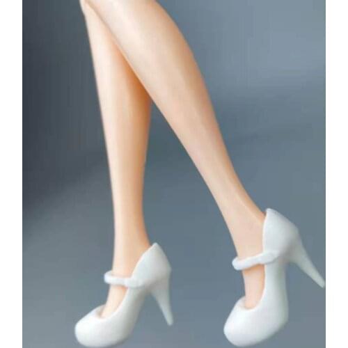 11.5" Elegant White Heeled Shoes for Barbie Doll Shoes Office Work Footwear Blythe Boat Shoes 1/6 BJD Dollhouse Accessories Toys