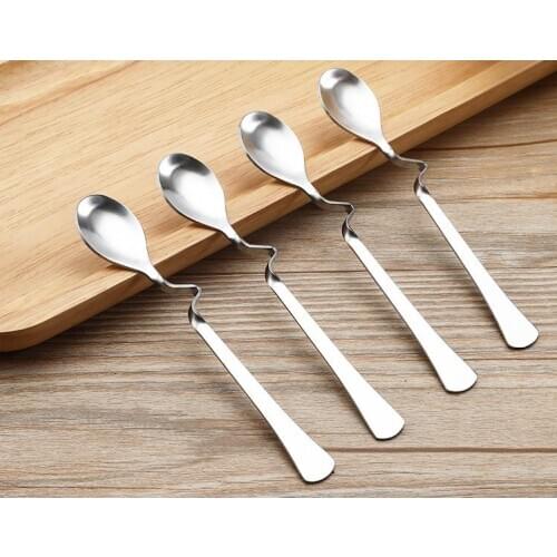 200pcs Stainless steel Twisted handle Curved Tea Coffee Drink Condiment Spoon Teaspoon V handled Honey jam DHL Fedex Free SN2807