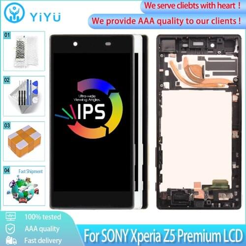 5.5" Orig For SONY Xperia Z5 Premium Z5 Plus E6883 E6833 E6853 LCD Display Touch Screen Digitizer Assembly Frame Replacement