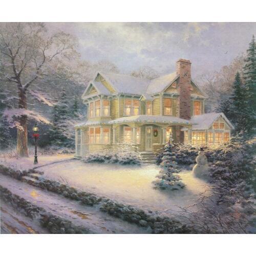 Free shipping Thomas Christmas snowman house landscape canvas prints oil painting printed on canvas wall art decoration picture