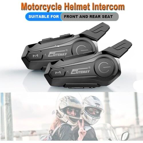 Motorcycle Intercom V5.0 Bluetooth-compatible Helmet Headsets for 2 Riders Handsfree Anti-interference Handsfree Interphone