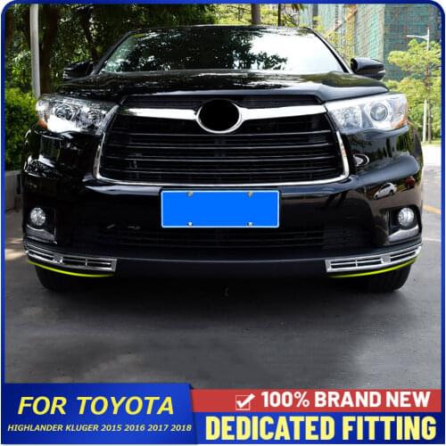 For Toyota Highlander Kluger 2015 2016 2017 2018 Front Bumper Foglight Cover Frame Head Fog Lamp Trims Strips Auto Parts