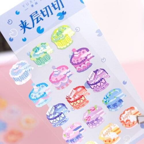 INS Cake Sticker DIY Scrapbooking journal Bottom Collage Phone Diary Happy Plan Gift Sealing Decoration Sticker