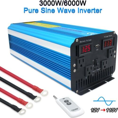 6000W wireless power Inverter control with Dual LED Display pure sine wave DC 12V TO AC 110V/220V 3.1A USB Power inverter