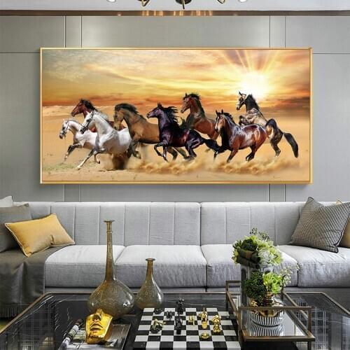 Running Horses sunset 5d diamond painting full novelty 2020 mosaic art diamond embroidery Photo custom Gift living roon decor