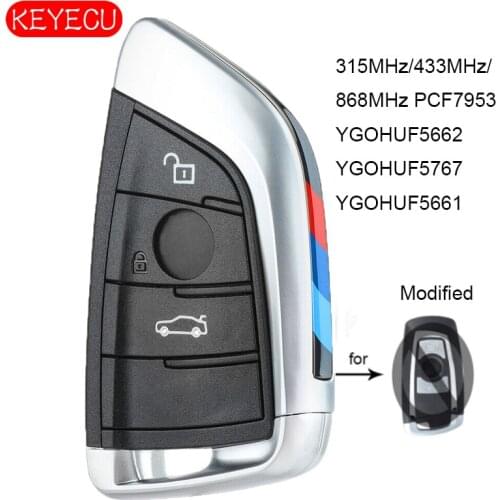 KEYECU Smart Remote key Fob 3 Button 315MHz YGOHUF5662, 433MHz YGOHUF5767, 868MHz YGOHUF5661 PCF7953 for BMW F Series CAS4+/ FEM