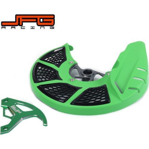 A Set Front & Rear Brake Disc Rotor Guard Protective Cover For KAWASAKI KX 250 KX250F KX450F KX KXF 250 450 KLX450R Dirt Bike