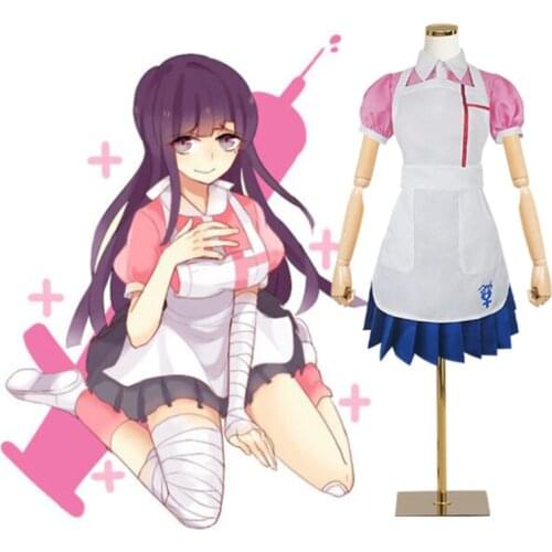 Anime Danganronpa Mikan Tsumiki Cosplay Costume Dangan Ronpa 2 Cosplay Women Outfit Halloween Party Dress Set Kitchen Girl
