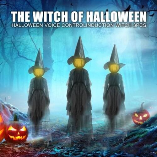Creative Luminous Witch Shape Statue Halloween Decor Bright Plastic Statue Model Event Party Halloween Decoration Supplies