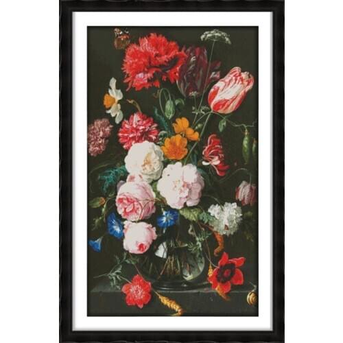 Cross Stitch Kits The Peony Vase Stamped DMC Printed 11CT 14CT Counted Print Embroidery Arts Craft Kit Embroidery Needlework Set