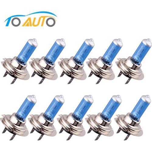 10pcs 24V H7 100W Halogen Bulb Super Bright Fog Lights High Power Car Headlight Lamps for Car Light Source parking White 5500K