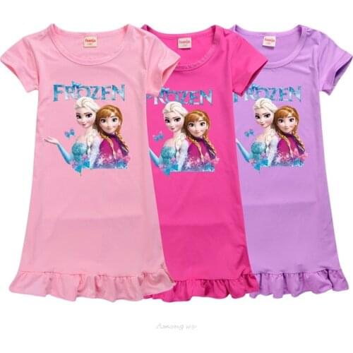 Disney princess summer night dress children pajama children home clothing baby cartoon Frozen Elsa nightgown girl sleepwear