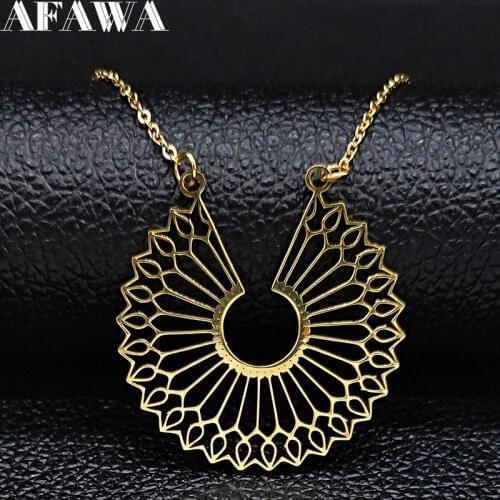 Fashion Bohemia Stainless Steel Flower of Life Necklace Women Gold Color Chain Necklace Jewelry collier femme N614S02