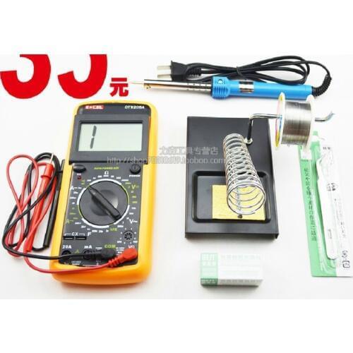 Multimeter with 60 Watts Electric Soldering Iron Solder Tool Kits, 7 parts package with digital multimeter Physics tools