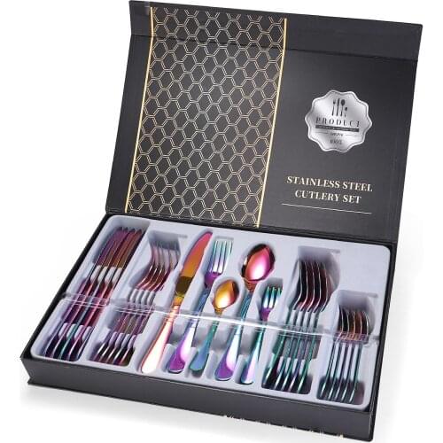 30-piece Cutlery Set Luxury Stainless Steel Knife Fork Spoon Eco Friendly Products Zero Waste Dinnerware Kitchen Tableware Gift