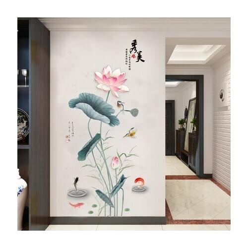 DIY Chinese Style Flower Wall Sticker Adhesive Poster and Picture for Living Room Bedroom Office Home Decoration Mural