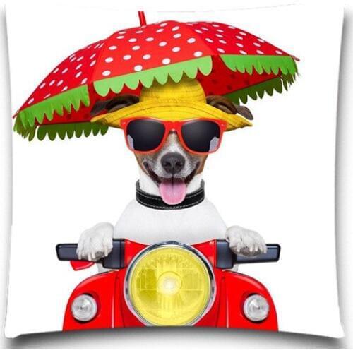 Dogs Holiday High Quality Cotton Polyester Cute Animal Decorative Throw Pillow Case Cushion Cover Sofa Home Decor 5 size