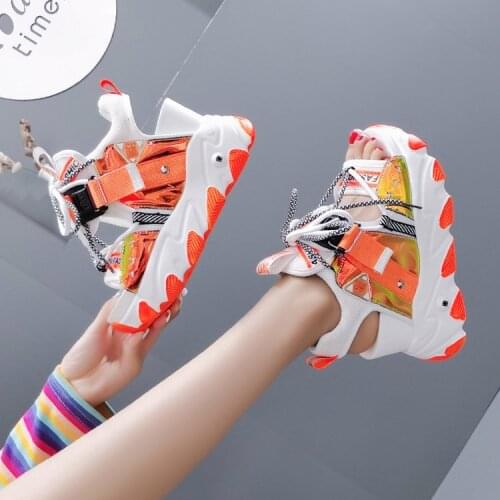 New summer Leisure Lady Platform Chunky Sandals Mixed Color shoes lace Buckle Punk Sandals Women Open Toe Beach Casual Shoes Wom