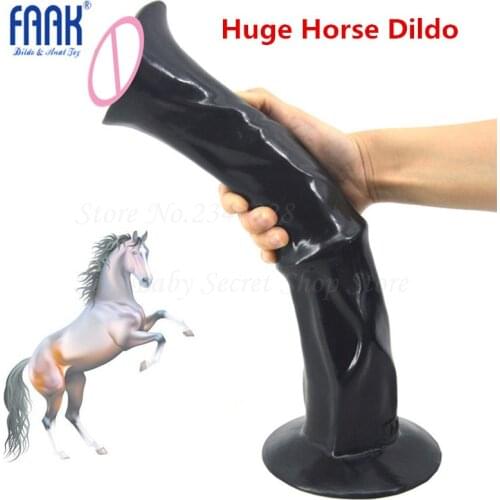 New 13.8 inch Huge Realistic Penis Animal Dildo Giant Horse Dick With Suction Cup Ribbed Big Dildos Flirting Sex Toys For Women