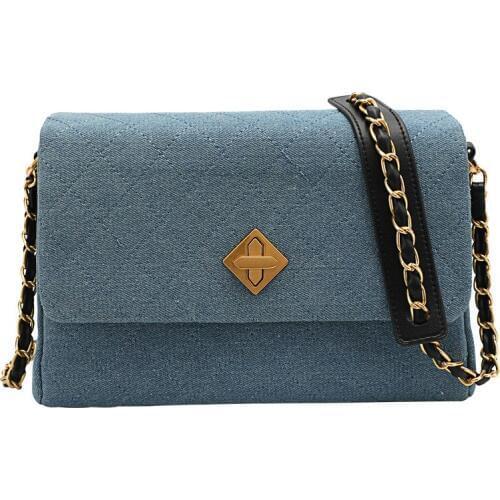 New 2019 women brand designer handbags shoulder chain flap messenger bags ladies diamond lattice denim crossbody bags for girls