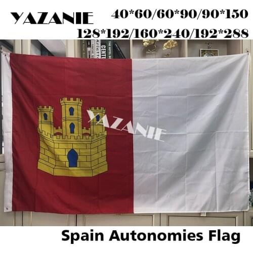 YAZANIE Single or Double Sided Spain Spanish Flag of Castilla-La Mancha Spain Autonomous Community Polyester Flags and Banners