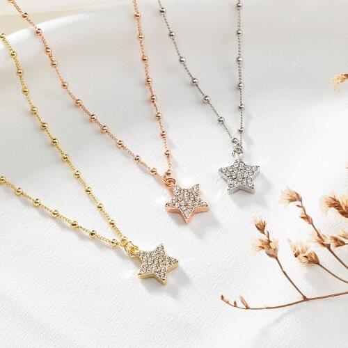 10 Pcs star necklace Metal chain necklace Fashion Jewelry necklace zircon pendant chain copper bead clip chain