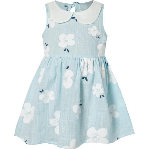 Girls summer dress cute flower print sleeveless soft dresses children fashion princess costume girl clothes party cheap stuff