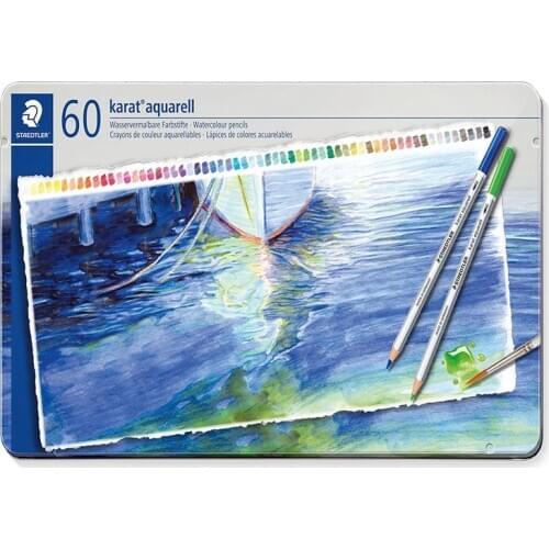 Staedtler Karat Aquarell 125 Professional Watercolour Pencils Tin - Assorted Colours (Set of 60)