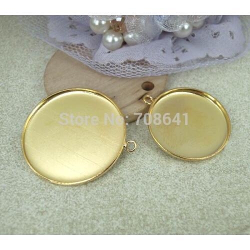Blank Strong Round Bezel Cup with a Loop Pendant Settings Cameo Cabochons Base Findings DIY Jewelry Making Multi-color Plated