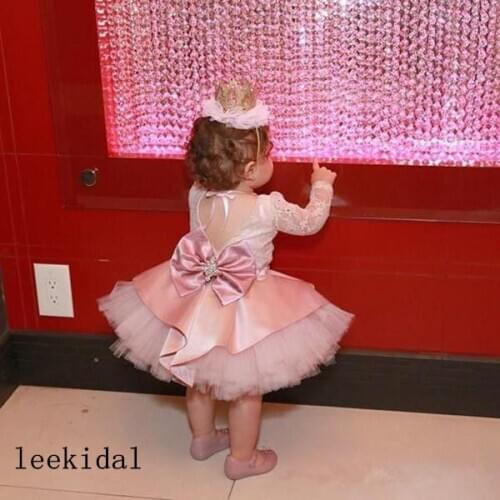 Infant Toddler Pink Tutu Dresses Knee Length Tulle Dress Girls Pageant Girls Celebrity Dress 12 Month Girls Communion Dresses